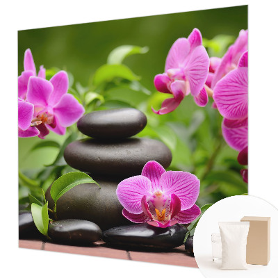 Papel mural con patrón decorativo con motivo de piedras de orquídea