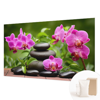 Papel mural con patrón decorativo con motivo de piedras de orquídea
