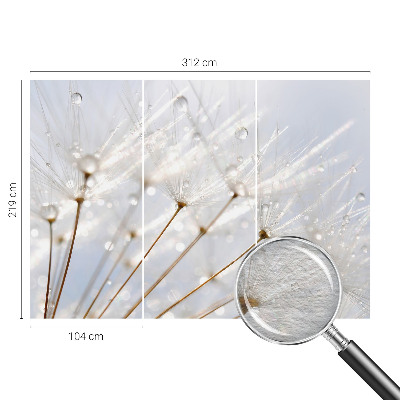 Fotomural decorativo para cabecero de cama con motivo de diente de león en tonos rosados