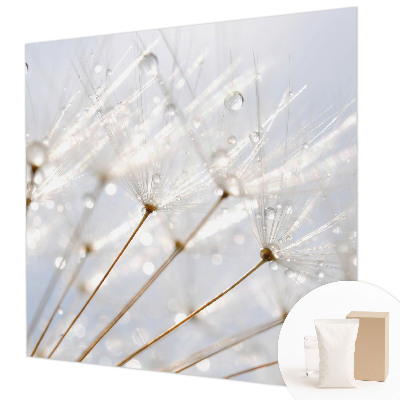 Fotomural decorativo para cabecero de cama con motivo de diente de león en tonos rosados