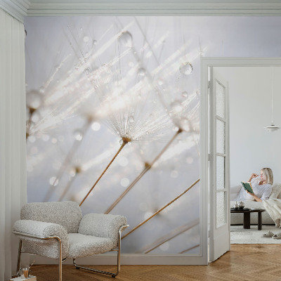 Fotomural decorativo para cabecero de cama con motivo de diente de león en tonos rosados