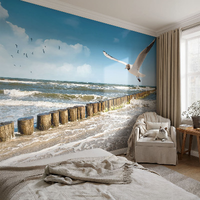 Mural de pared con estampado hermoso con un paisaje costero