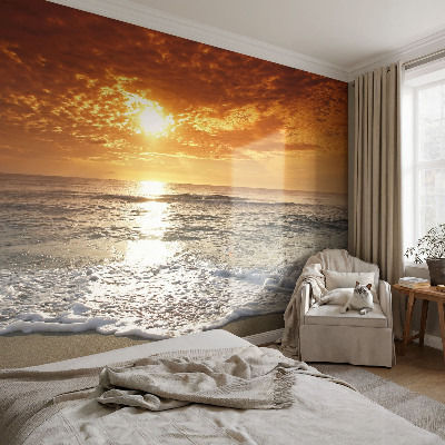 Papel mural con patrón decorativo con diseño de olas del océano