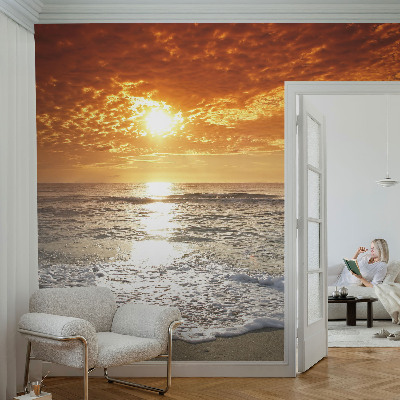 Papel mural con patrón decorativo con diseño de olas del océano