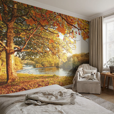 Mural de pared con estampado hermoso con motivo otoñal de ambiente costero