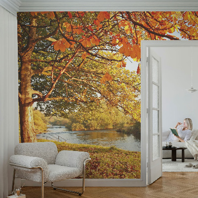 Mural de pared con estampado hermoso con motivo otoñal de ambiente costero