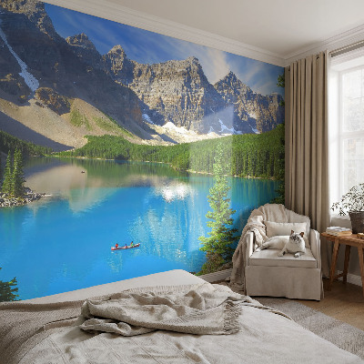 Mural decorativo con un motivo de lago de montaña