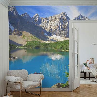 Mural decorativo con un motivo de lago de montaña
