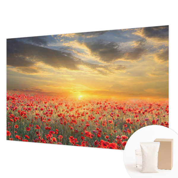 Papel mural con patrón decorativo con motivo de campo de amapolas