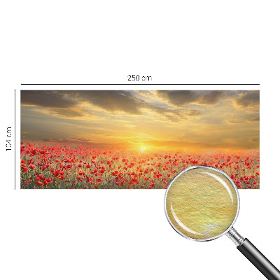 Papel mural con patrón decorativo con motivo de campo de amapolas