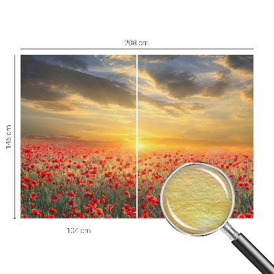 Papel mural con patrón decorativo con motivo de campo de amapolas