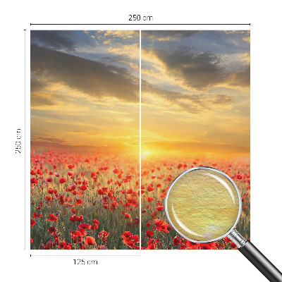 Papel mural con patrón decorativo con motivo de campo de amapolas