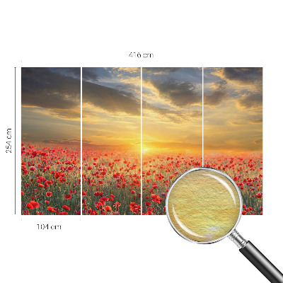 Papel mural con patrón decorativo con motivo de campo de amapolas