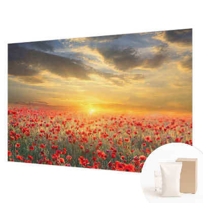 Papel mural con patrón decorativo con motivo de campo de amapolas