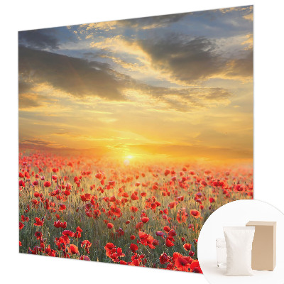 Papel mural con patrón decorativo con motivo de campo de amapolas