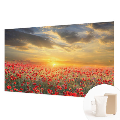 Papel mural con patrón decorativo con motivo de campo de amapolas