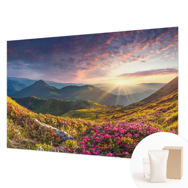 Papel mural texturado decorativo con un diseño panorámico de montaña