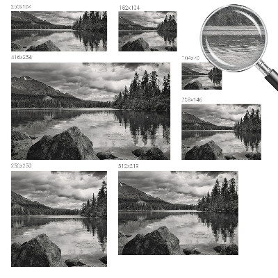 Mural decorativo con un panorama de montaña