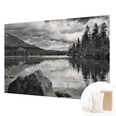 Mural decorativo con un panorama de montaña