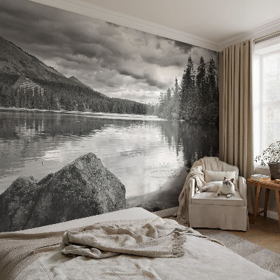 Mural decorativo con un panorama de montaña