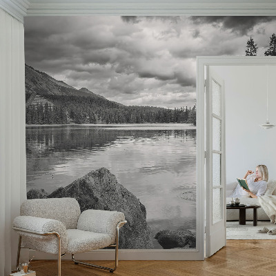 Mural decorativo con un panorama de montaña