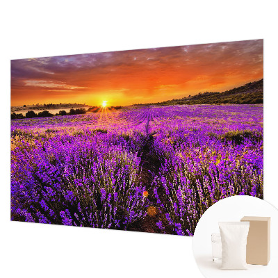 Mural decorativo con motivo de atardecer en tonos lavanda