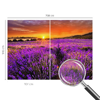 Mural decorativo con motivo de atardecer en tonos lavanda