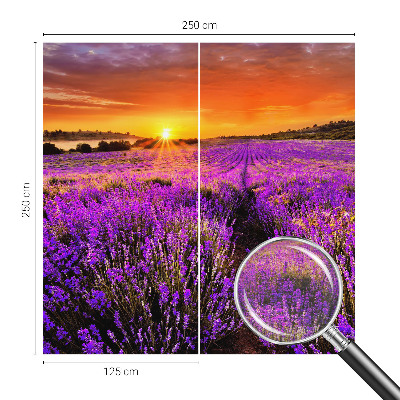 Mural decorativo con motivo de atardecer en tonos lavanda
