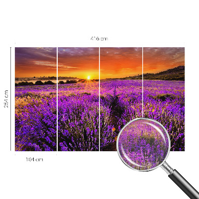 Mural decorativo con motivo de atardecer en tonos lavanda