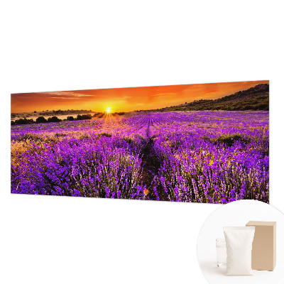 Mural decorativo con motivo de atardecer en tonos lavanda