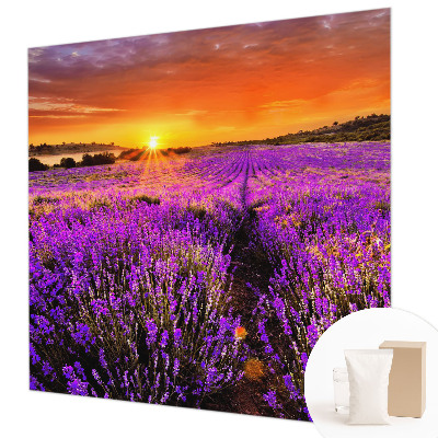 Mural decorativo con motivo de atardecer en tonos lavanda