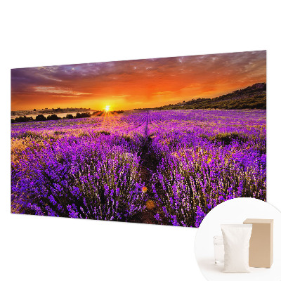 Mural decorativo con motivo de atardecer en tonos lavanda