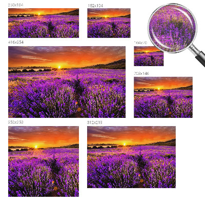 Mural decorativo con motivo de atardecer en tonos lavanda