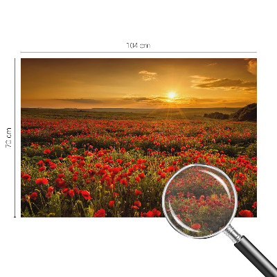 Fotomural decorativo para cabecero de cama con diseño de campo de amapolas