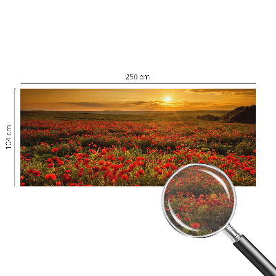 Fotomural decorativo para cabecero de cama con diseño de campo de amapolas