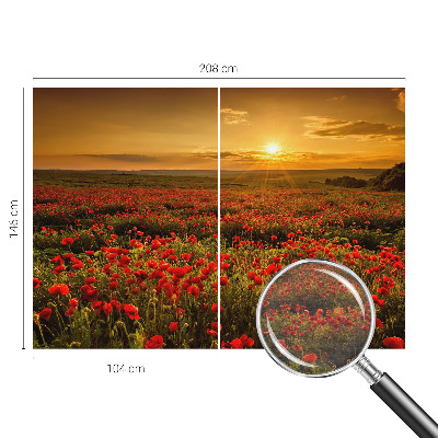 Fotomural decorativo para cabecero de cama con diseño de campo de amapolas