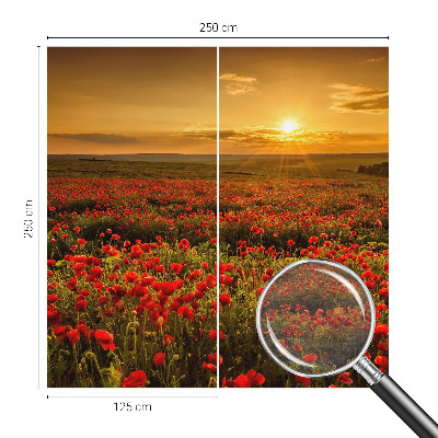 Fotomural decorativo para cabecero de cama con diseño de campo de amapolas