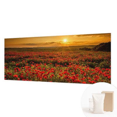 Fotomural decorativo para cabecero de cama con diseño de campo de amapolas