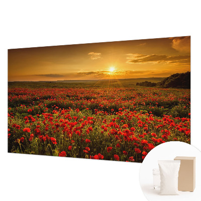 Fotomural decorativo para cabecero de cama con diseño de campo de amapolas