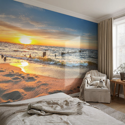 Papel mural con patrón decorativo con diseño 'Atardecer en la playa'