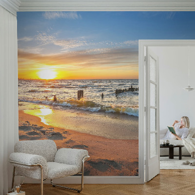 Papel mural con patrón decorativo con diseño 'Atardecer en la playa'
