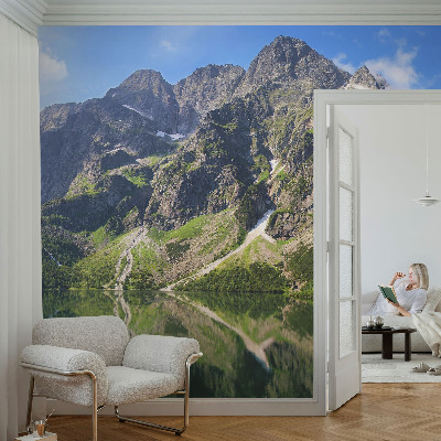 Mural de pared con estampado hermoso con un motivo de montañas pintorescas