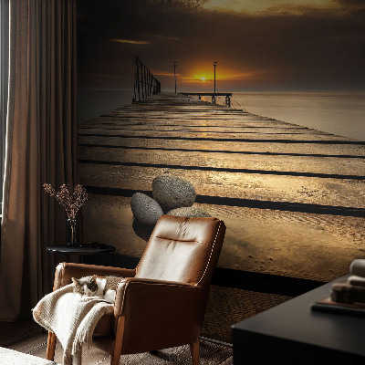 Mural decorativo con diseño de atardecer