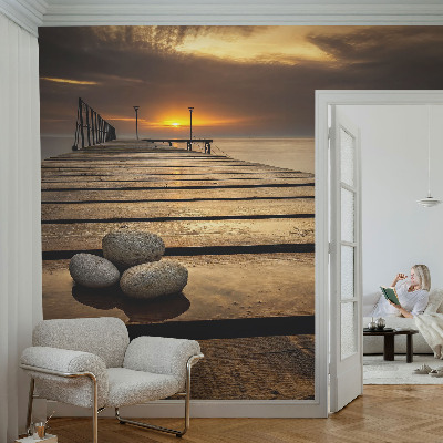 Mural decorativo con diseño de atardecer
