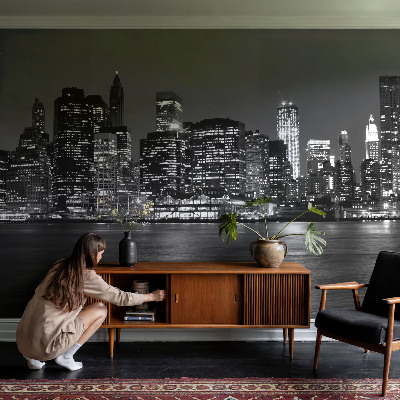 Papel mural texturado decorativo con diseño Metrópolis nocturna