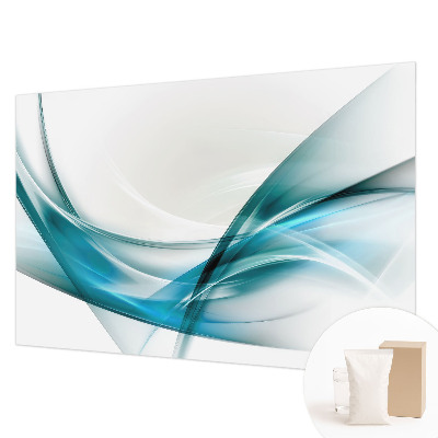 Mural decorativo con diseño de olas azules