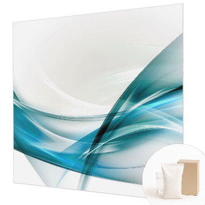Mural decorativo con diseño de olas azules