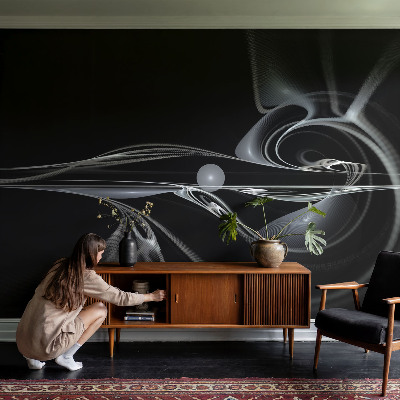 Mural de pared con estampado hermoso con motivo de líneas fluidas