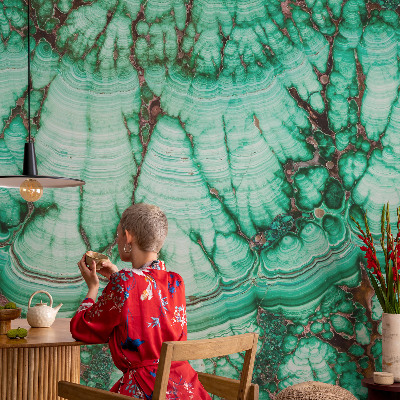 Mural decorativo con patrones verdes