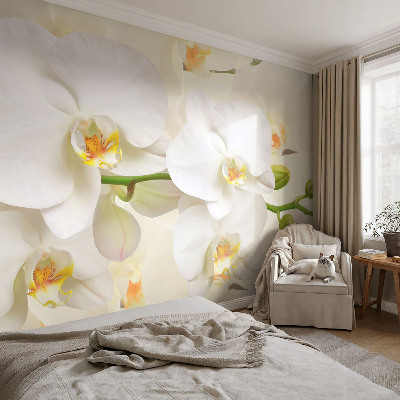 Fotomural decorativo para cabecero de cama con un motivo de riqueza floral